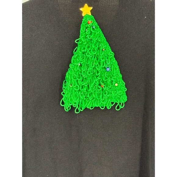 Vintage Lisa International XL Christmas Cardigan Sweater Black Red Green - Picture 7 of 9